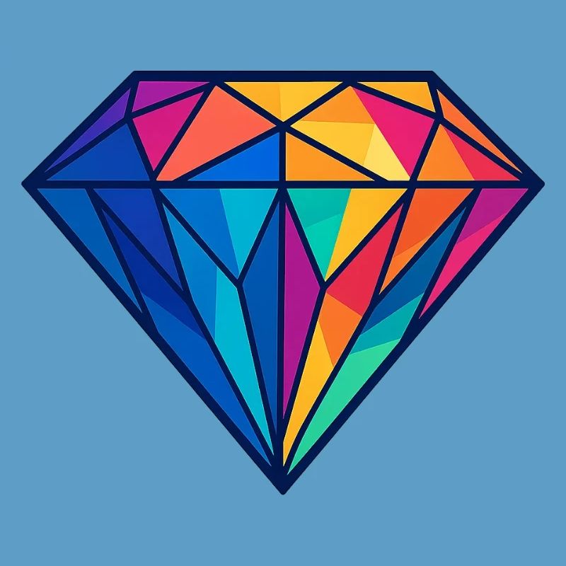 Geometrischer Diamant | Bunt / Regenbogen Design