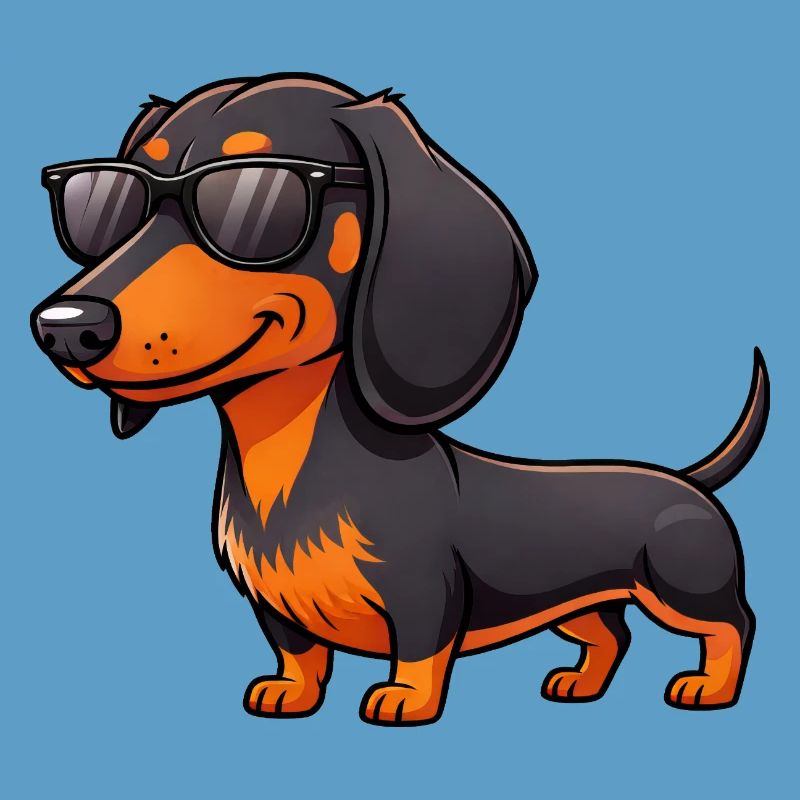 Teckel cool avec lunettes de soleil, ami d’été