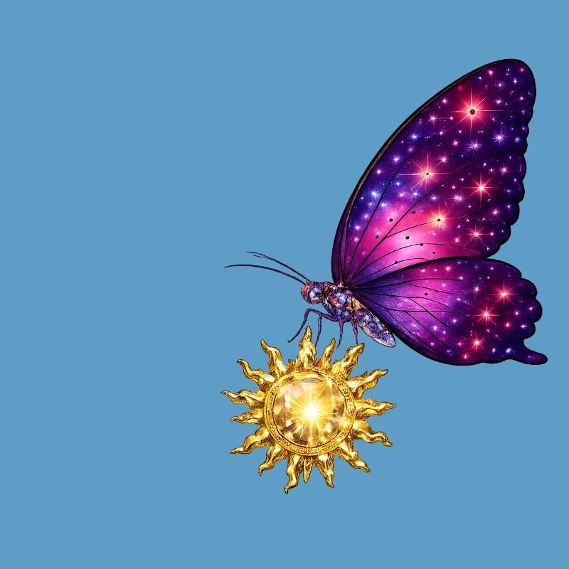 Soleil doré et papillon de l’espace.