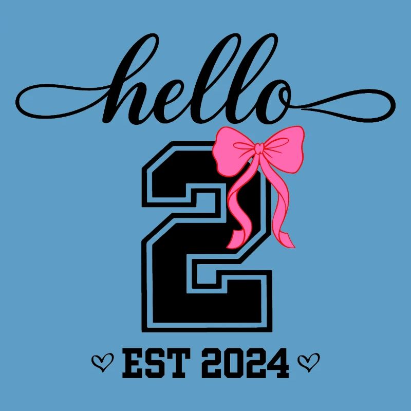 Hello 2 Est 2024 Pink Bow Design