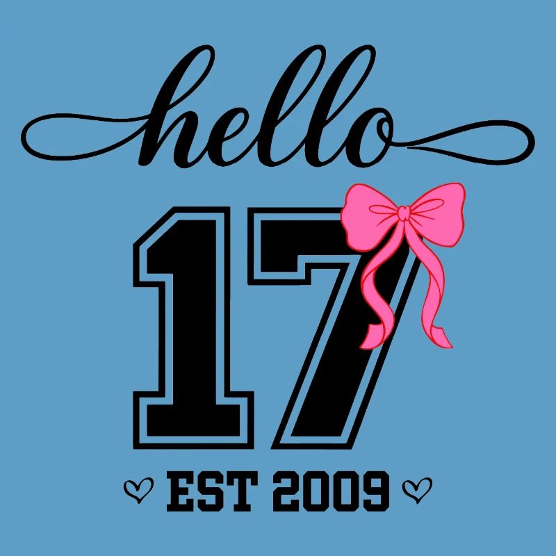 Hello 17 Est 2009 Mädchen Geburtstag Design