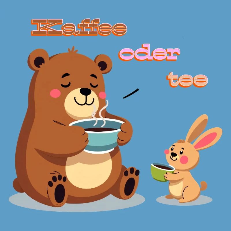 Kaffee oder Tee? Müder Bär und Hase Morgenmuffel