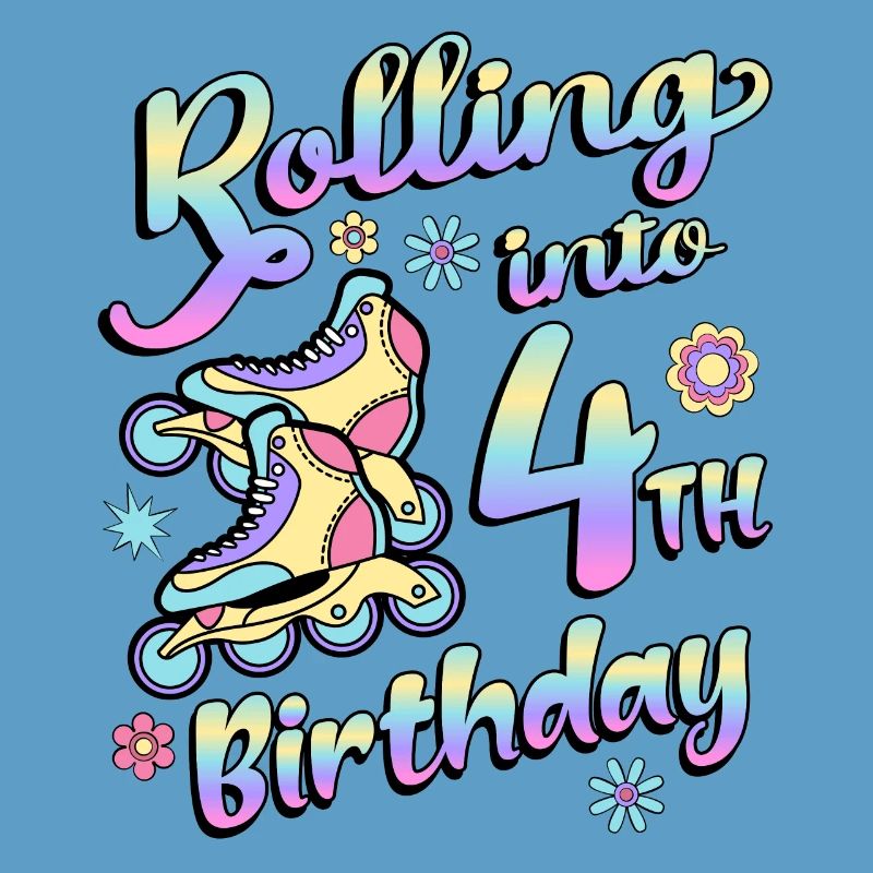 Rolling Into 4th Birthday Roller Skater Inline