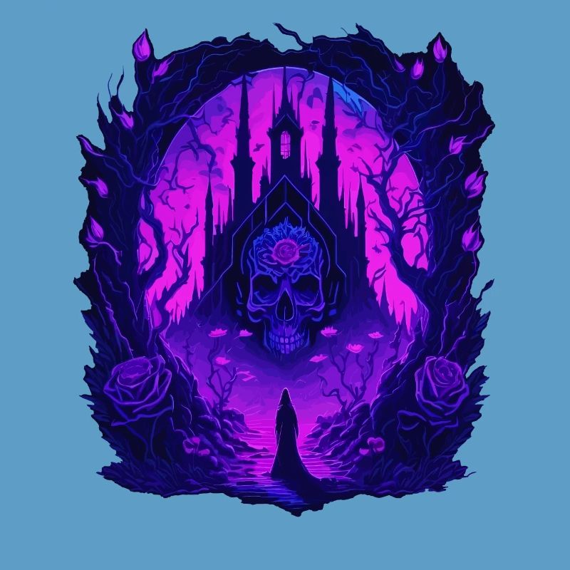 Neon Gothic Skull Architecture