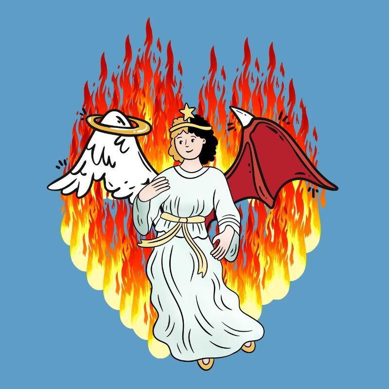 Fiery Hell Beyond Angel Satan Horror Devil