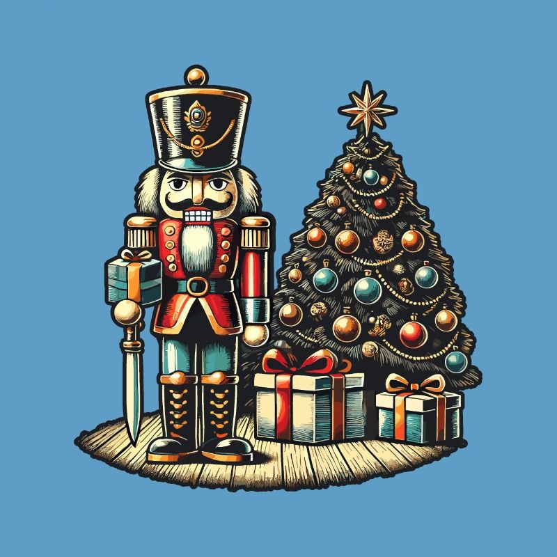 Nutcracker and Christmas Tree Art