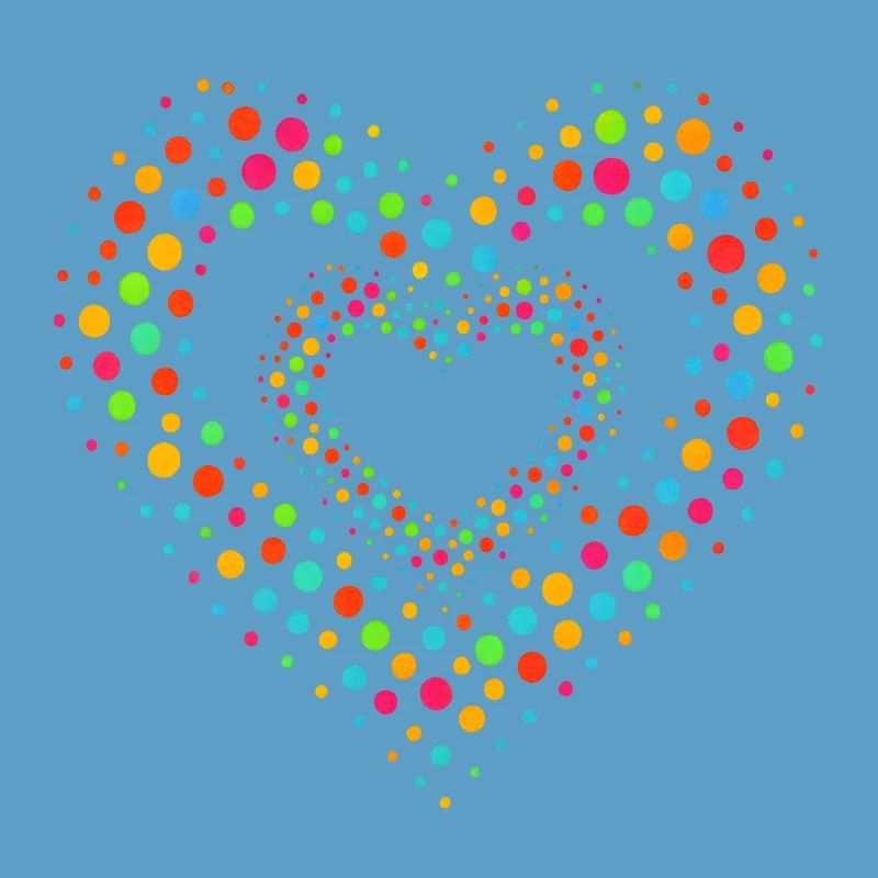 Rainbow Dot Heart Pattern Tee