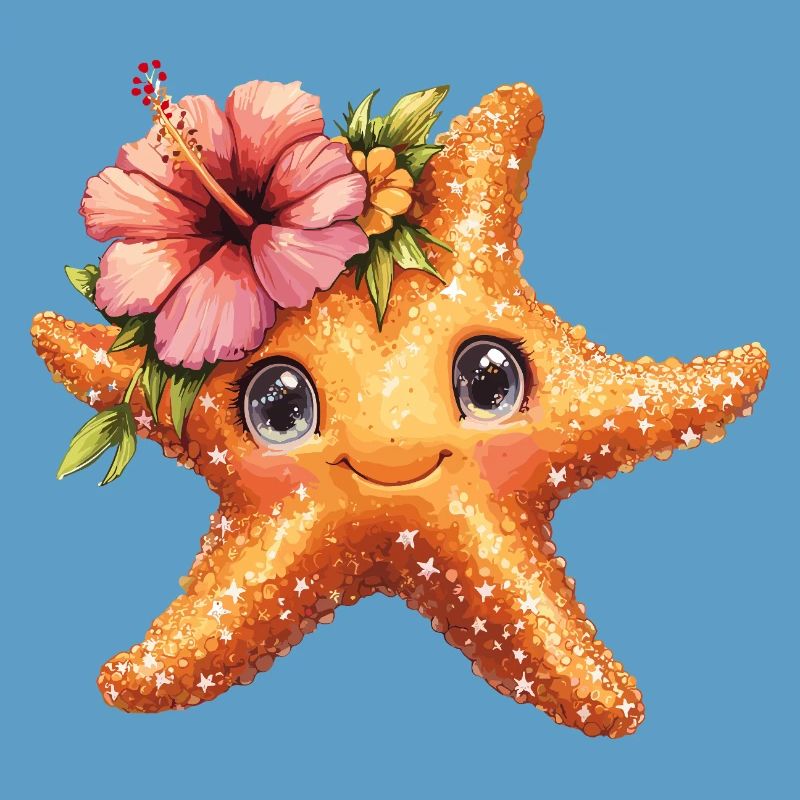 Étoile de mer douce avec fleur d’hibiscus