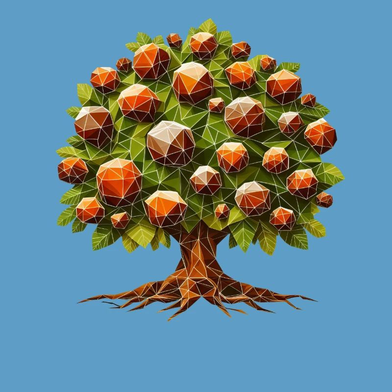 A deciduous chestnut tree in polygon style