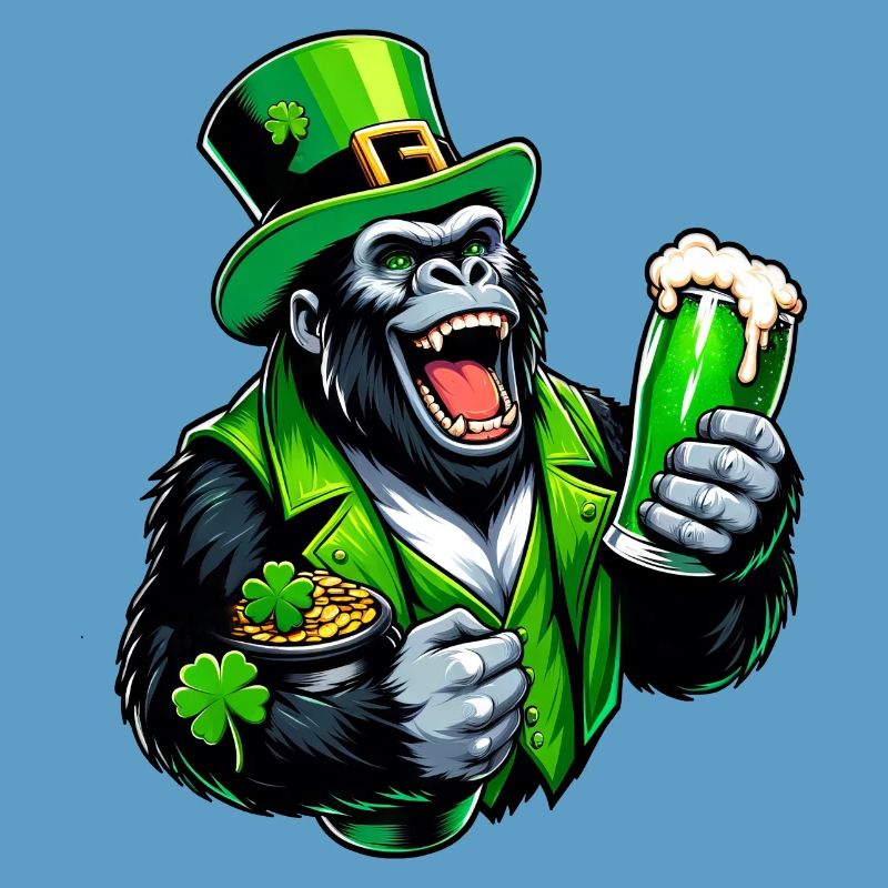 Gorilla feiert St. Patrick's mit Bier Cartoon