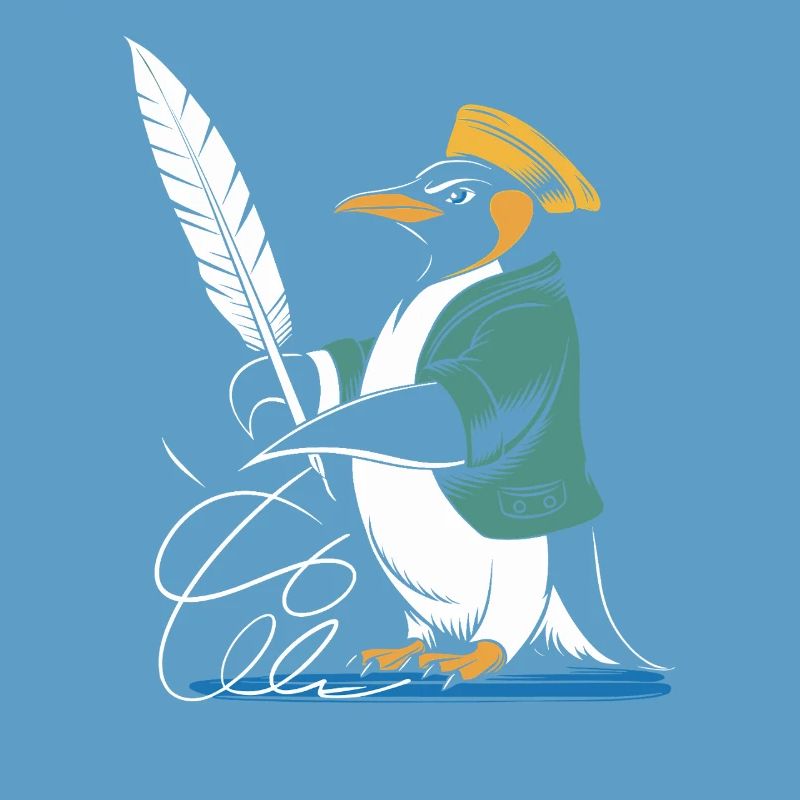 Calligraphy Penguin Creativity with Feather