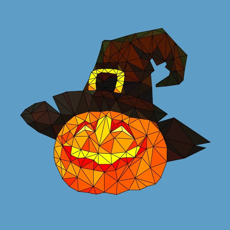 Polygonal Halloween Pumpkin Triangular Poly Art
