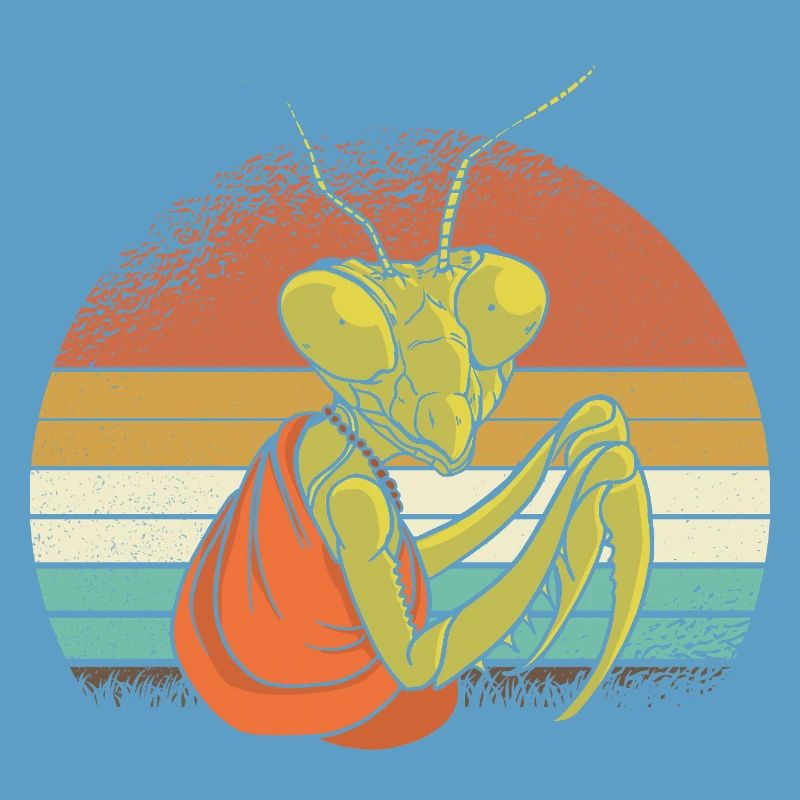 Mantis in retro sunset