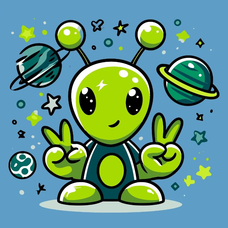 Extraterrestre vert dans l’espace