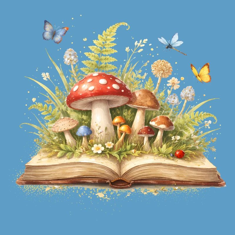 Magic book with forest illustration