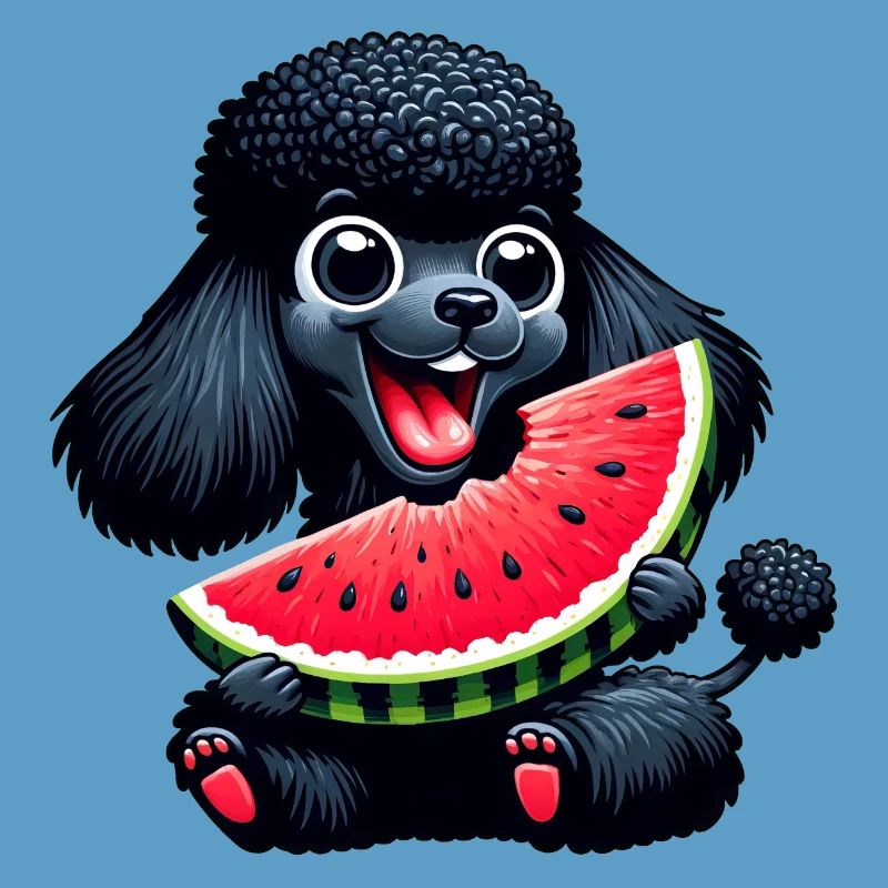 Pudel mit Wassermelone Sommerdesign