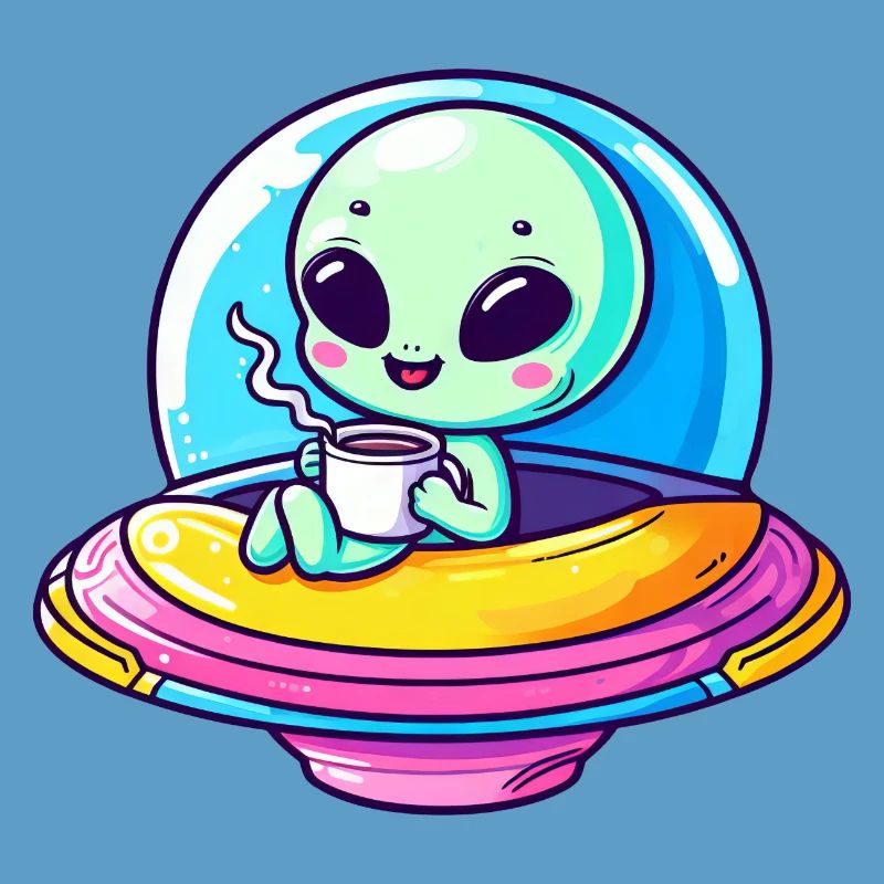 Un extraterrestre mignon comique extraterrestre dans UFO avec
