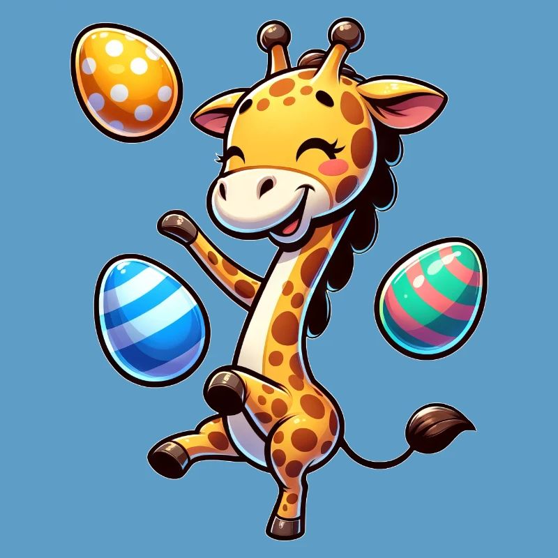 Easter Giraffe, Juggling Easter Eggs