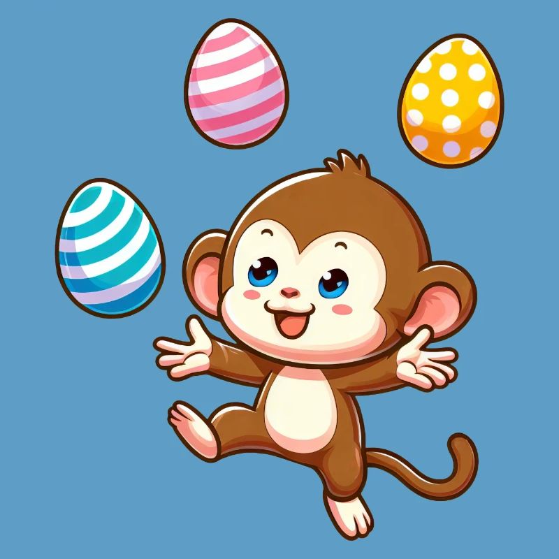 Easter Monkey Easter Egg Juggler Artist Design