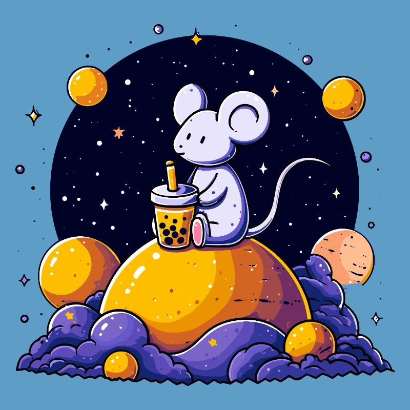 Space Mouse avec du bubble tea