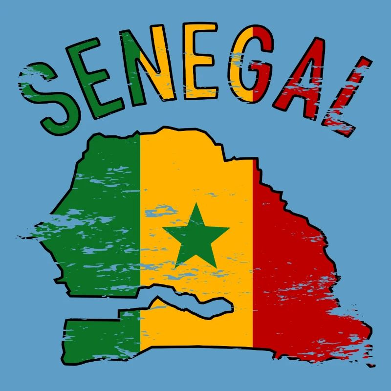 Drapeau du Sénégal Silhouette de la carte utilisée