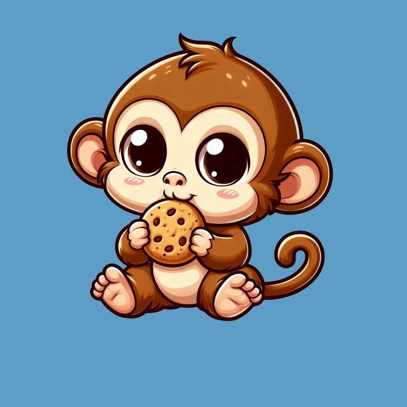 Monkey chimpanzee snacks on cookies