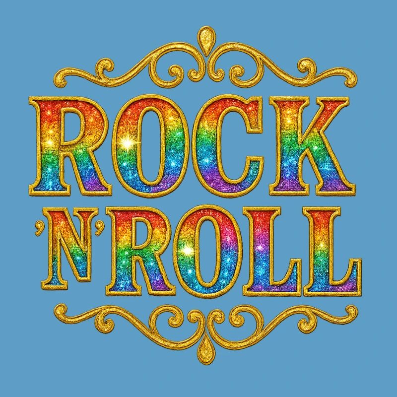 Regenbogen-Glitzer-Rock-N-Roll-Schild