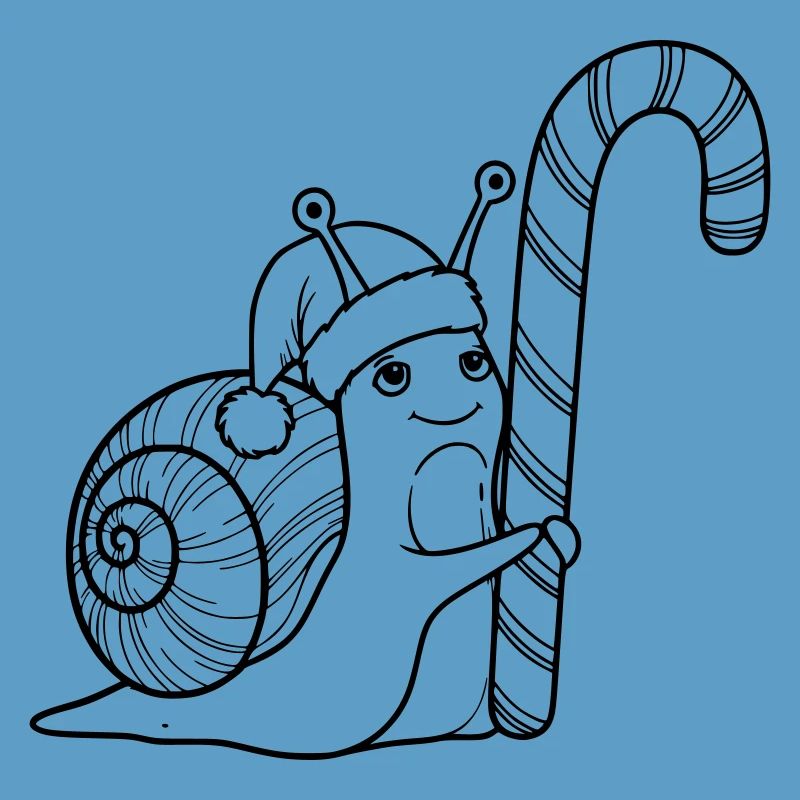 Escargot de Noël doux avec canne d’orge d’orge