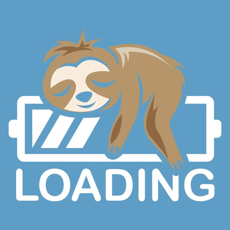 funny sloth loading battery icon comic
