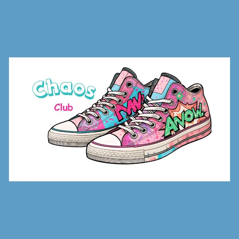 Baskets colorées avec un design de bande dessinée