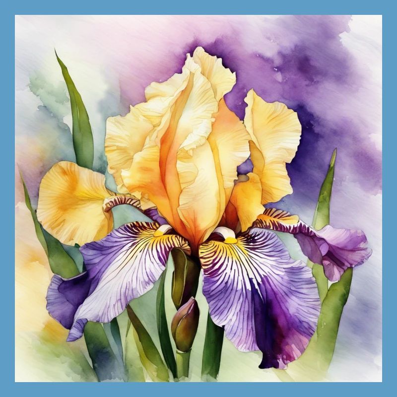 Iris iris violet orange | Conception à l’aquarelle