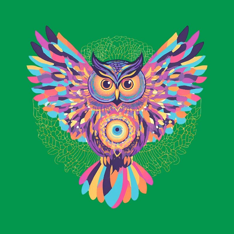 Regenbogenmandala-Eule