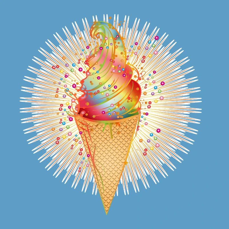 Fröhliches Softeis-Motiv mit Regenbogenfarben