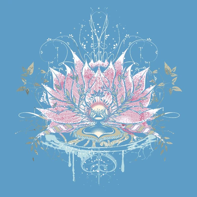 Fleur de lotus délicate avec des éléments d’eau et des graffitis