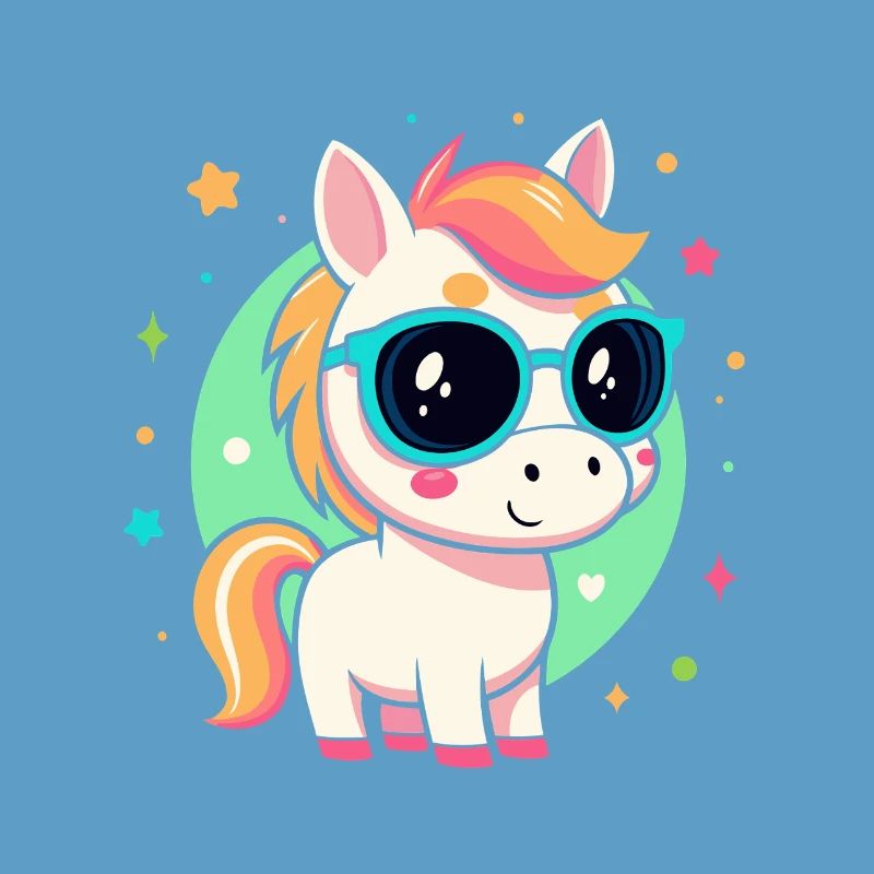 Regenbogenpony mit Brille