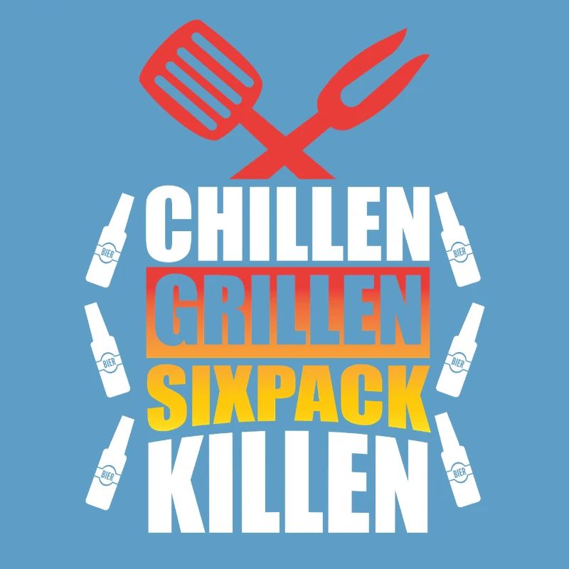 Chilling Grilling Sixpack Kill / BBQ Saying Funny