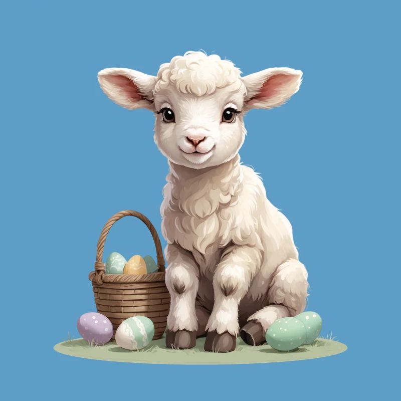 Pastel lamb with Easter eggs