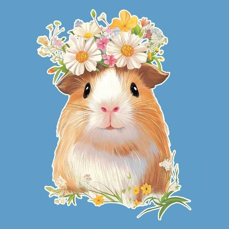 Cochon d’Inde avec des fleurs