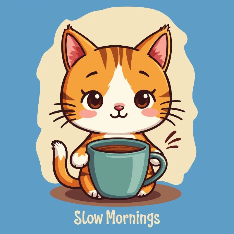 Langsame Morgenkatze mit Kaffee