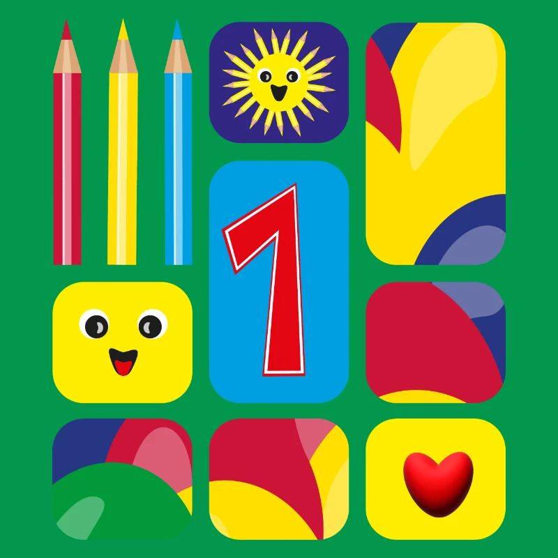 Bunte eins zum Geburtstag oder zur Grundschulzeit.