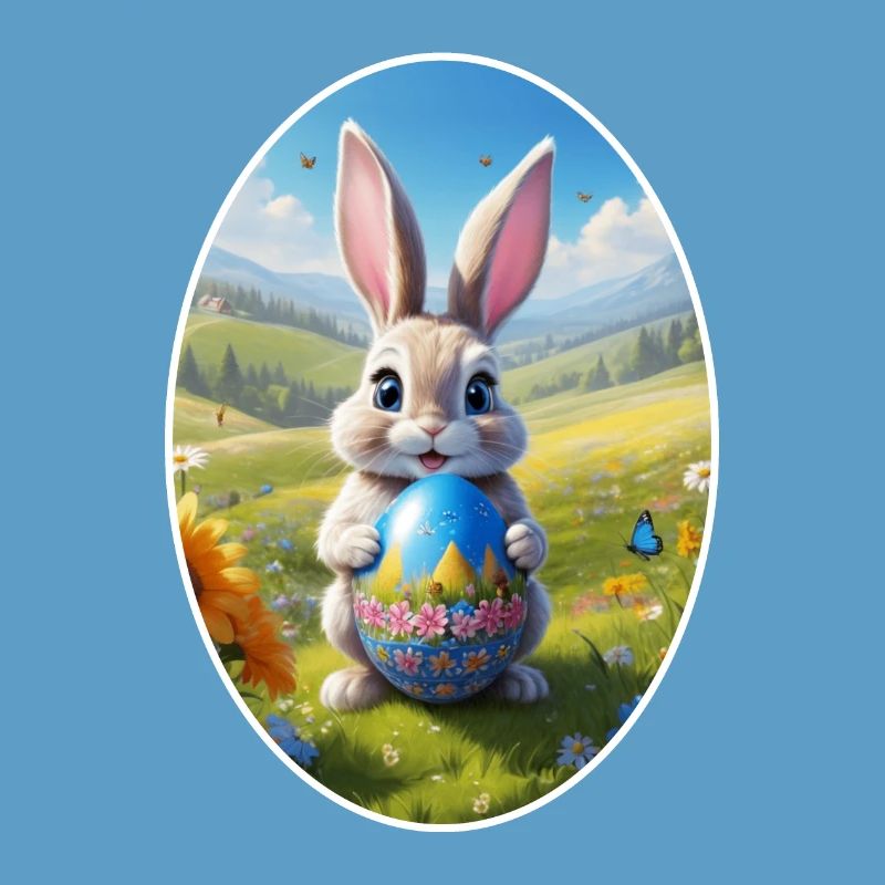 Easter Bunny with Egg, Oval