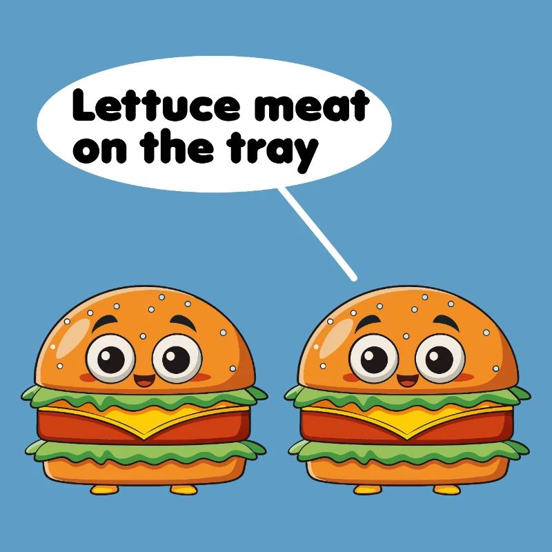 Laitue Viande sur le plateau Burger drôle Jeu de mots