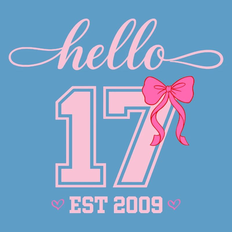 Hello 17 Est 2009 Mädchen Geburtstag Design