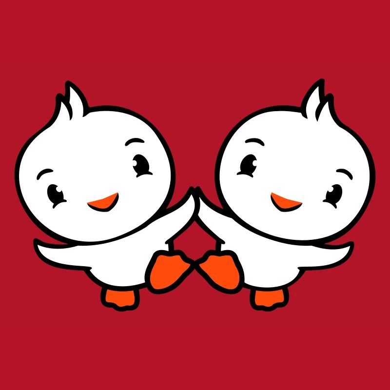 2 Canards Amis Heureux Mignon Mignon Amical