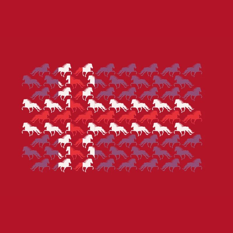 Tricolor horses in a repeating pattern