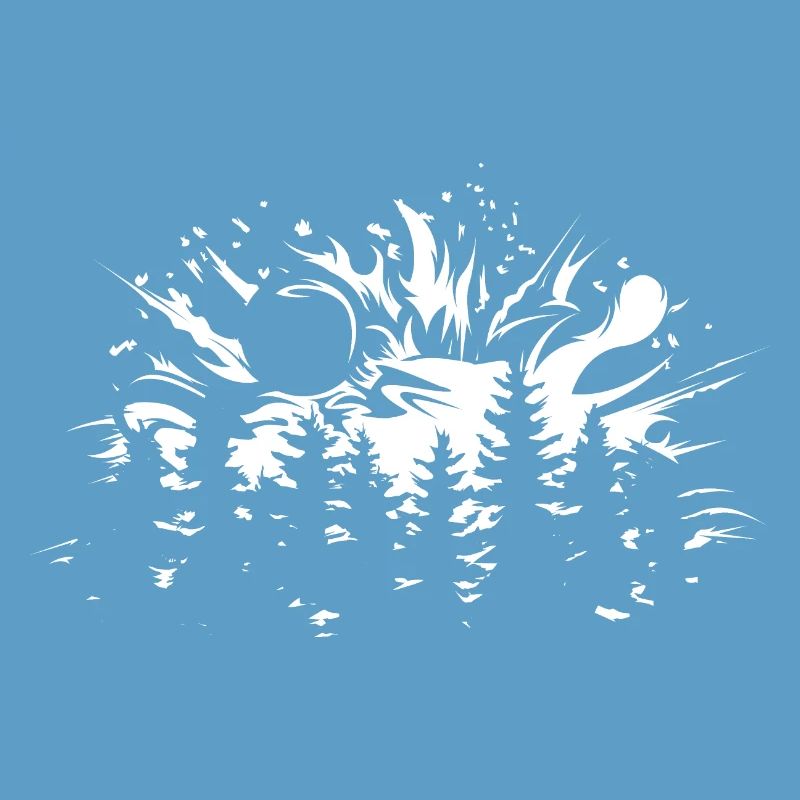 Forest Moon Explosion Tree Nature Illustration Logo