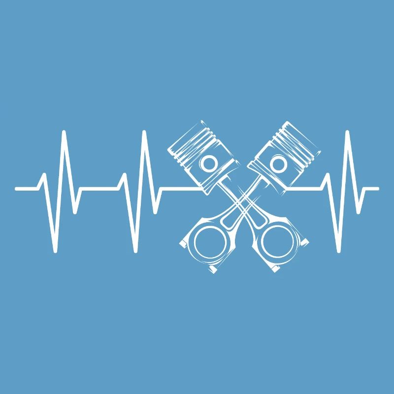 V8 Piston Pulse Racing Car Heartbeat Engine Logo