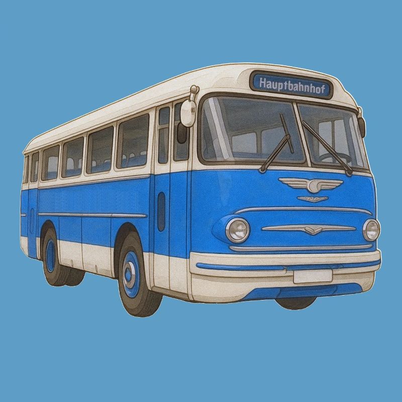Alter blauer Bus