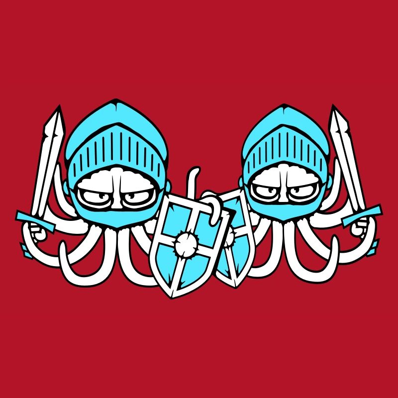 2 Octopus Knight Team Épée bouclier médiéval