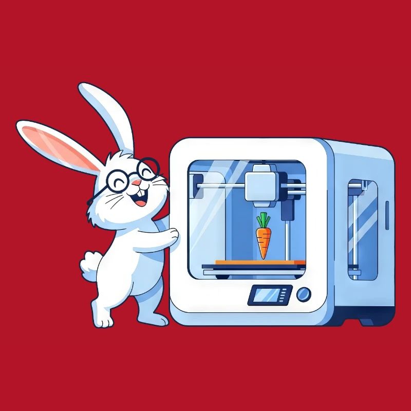 Funny Rabbit Nerd Programmer 3D Printer